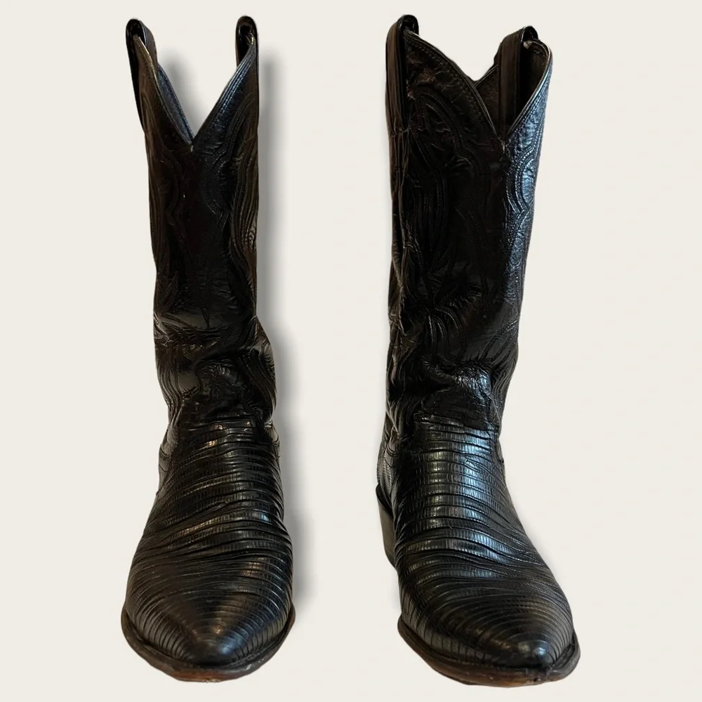 Justin 4705 Vintage Black Lizard and Leather Pull on Boot size 7 - Picture 4 of 16